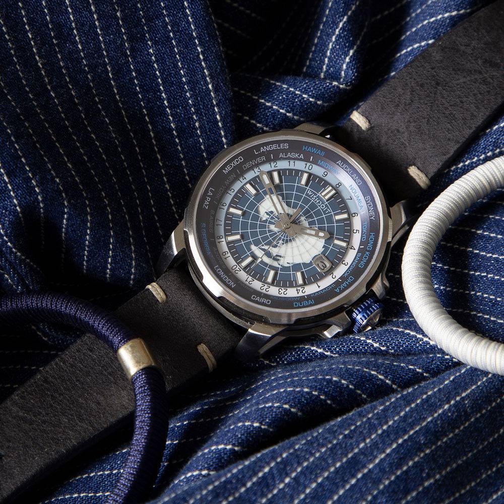 Wishdoit Watches Round Luxury Automatic Mechanical World Time | Eternal Earth - Grey Watch (Black Strap)