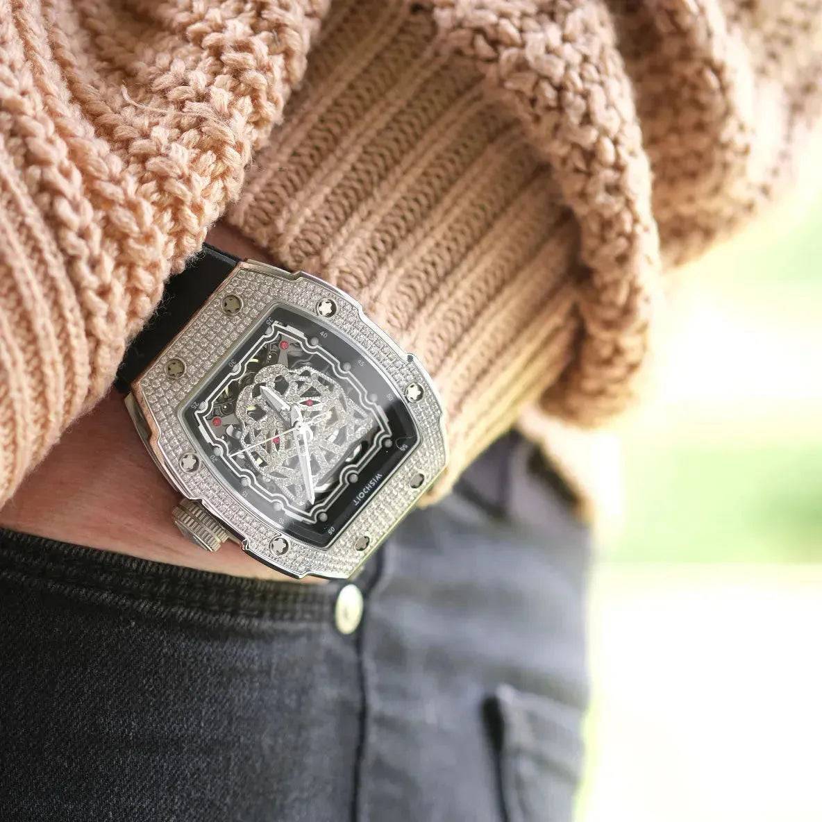 Snow Leopard-Silvery Watch (Red Strap) Wishdoit Watches