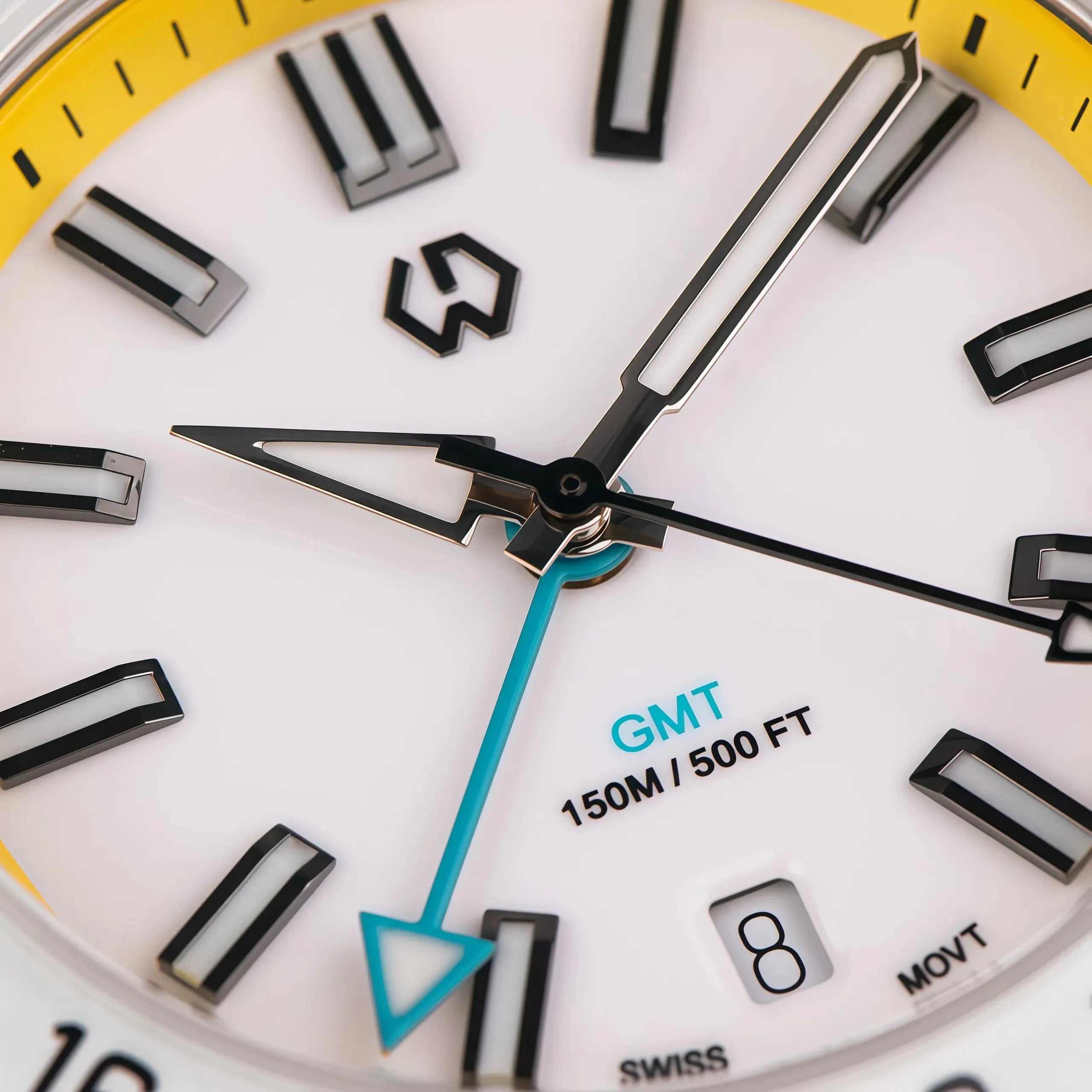 Wishdoit Watches Round Affordable Ocean Edge GMT Swiss RONDA movement Quartz Diver Watch|316L Stainless Steel|Yellow Dive