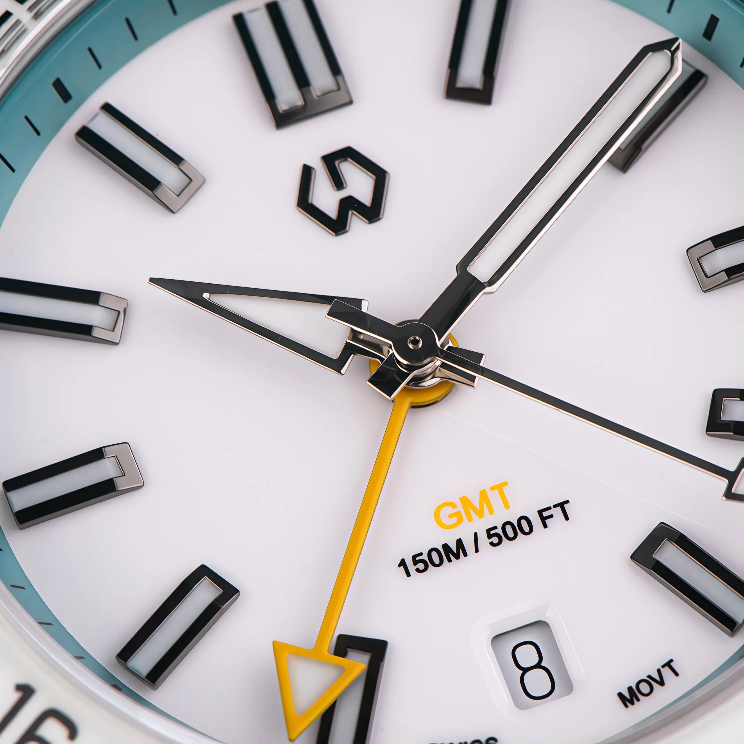 Wishdoit Watches Round Affordable Ocean Edge GMT Swiss RONDA movement Quartz Diver Watch|316L Stainless Steel|light blue