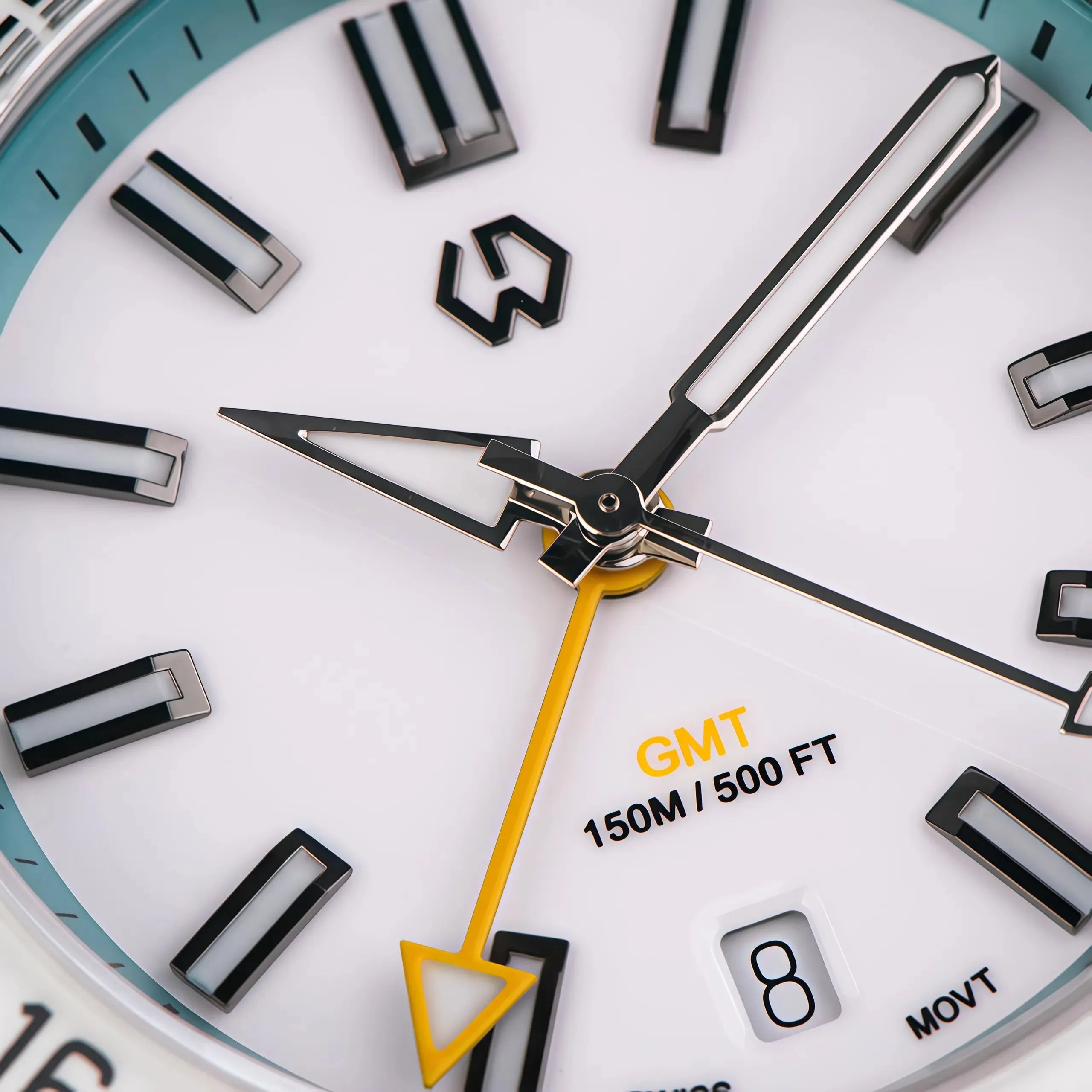 Wishdoit Watches Round Affordable Ocean Edge GMT Swiss RONDA movement Quartz Diver Watch|316L Stainless Steel|light blue