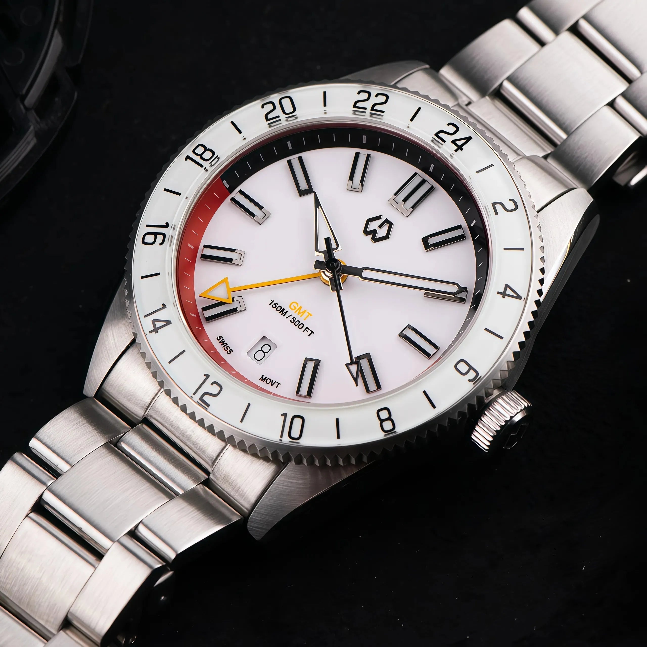 Wishdoit Watches Round Affordable Ocean Edge GMT Swiss RONDA movement Quartz Diver Watch|316L Stainless Steel|Red Dive