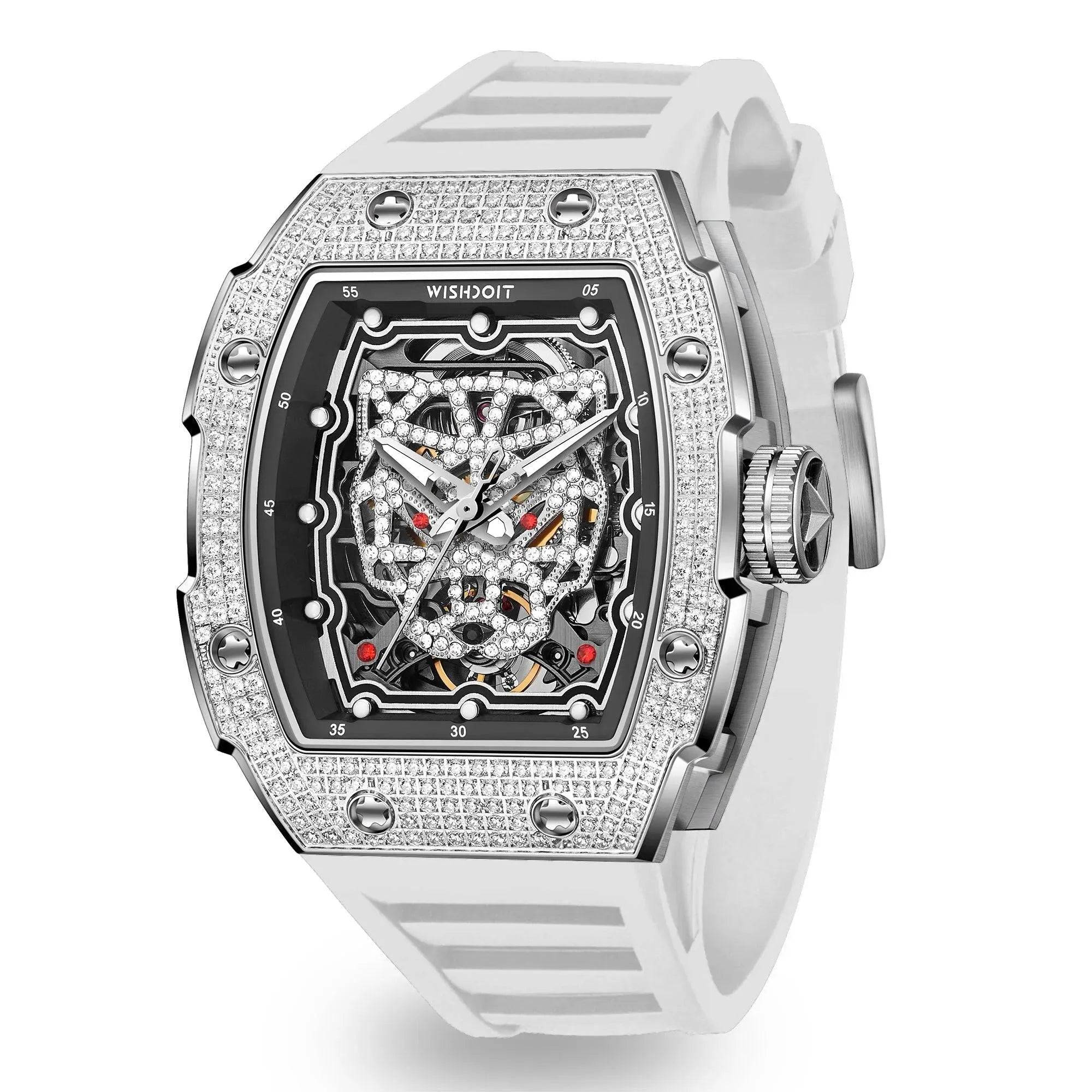 Snow Leopard-Silvery Watch (White Strap) Wishdoit Watches