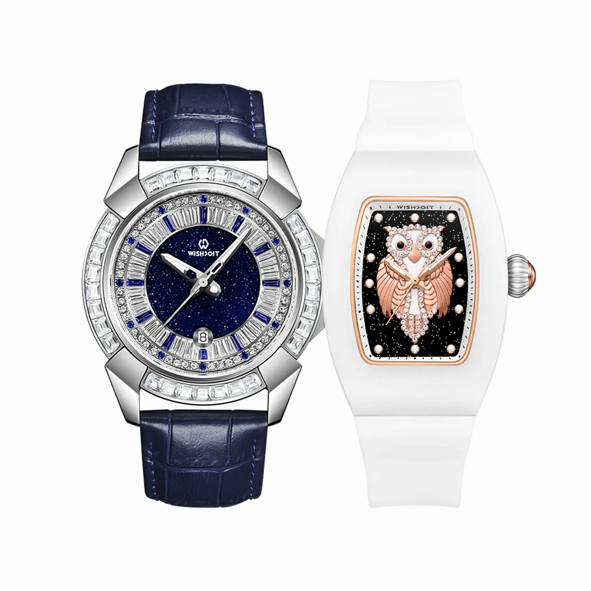 ChronoOwl Ceramic Watch – Starry Dial & GLACIER Starry Sky Dial with Zircon Diamond White and Blue Watch