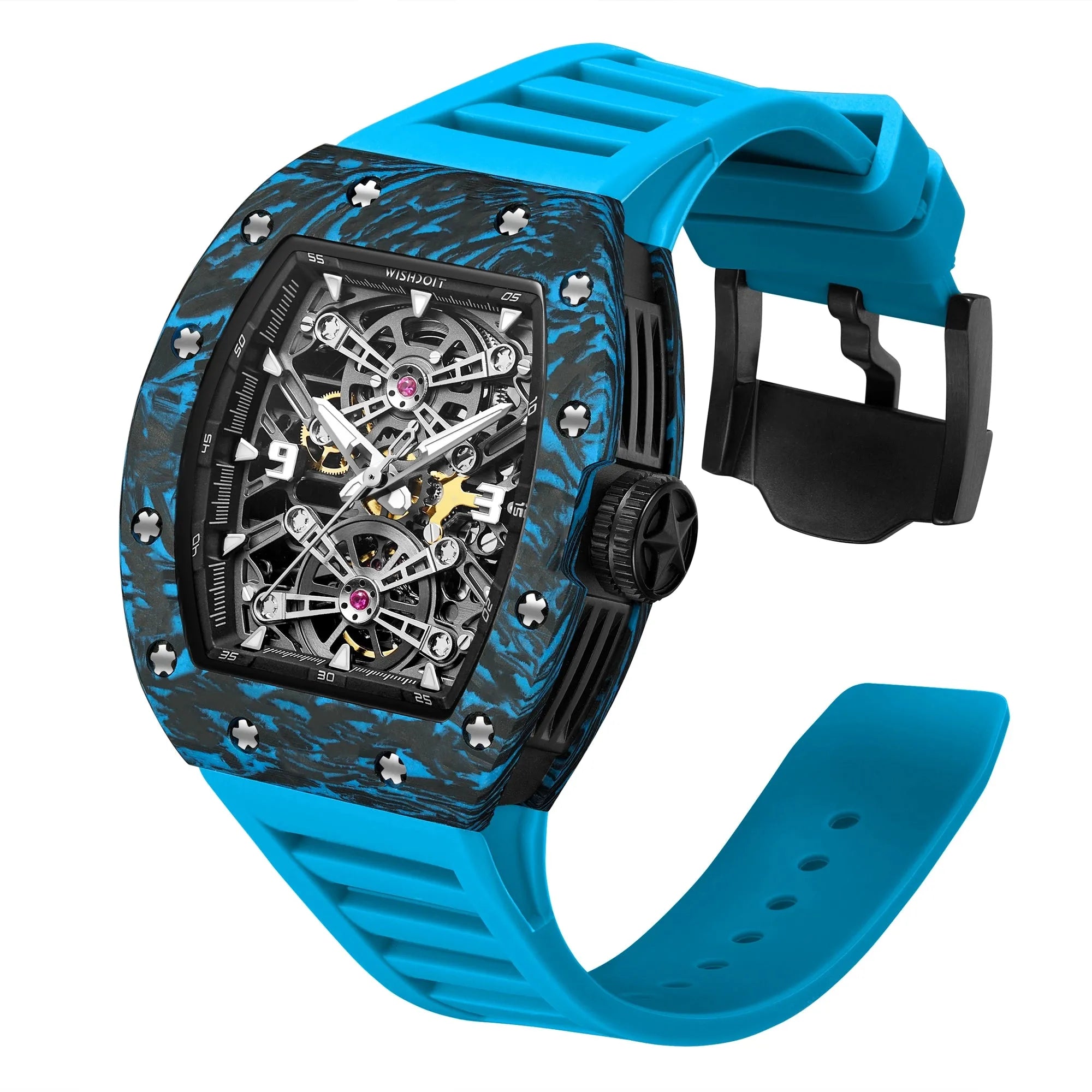 Captain Kidd Forged Carbon Lume Tonneau Skeleton Mechanical Watch