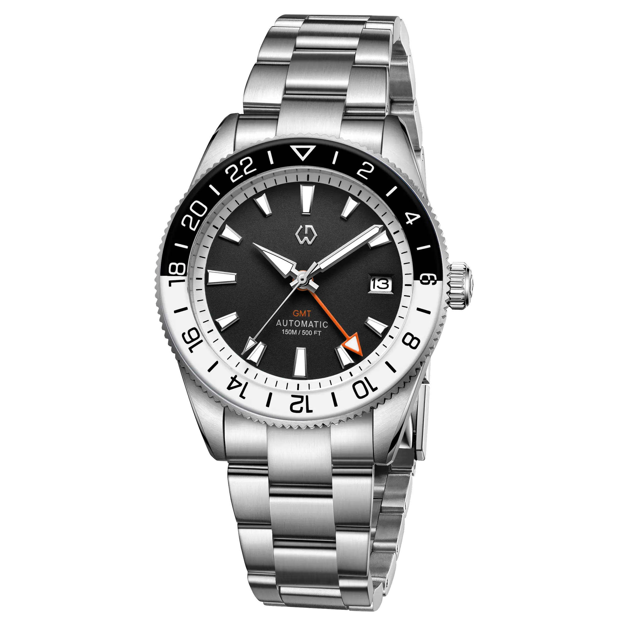 Wishdoit Watches Round Affordable Automatic Mechanical abyss voyager GMT automatic diver Watch | 316L Stainless Steel|obsidian depth(black dial)