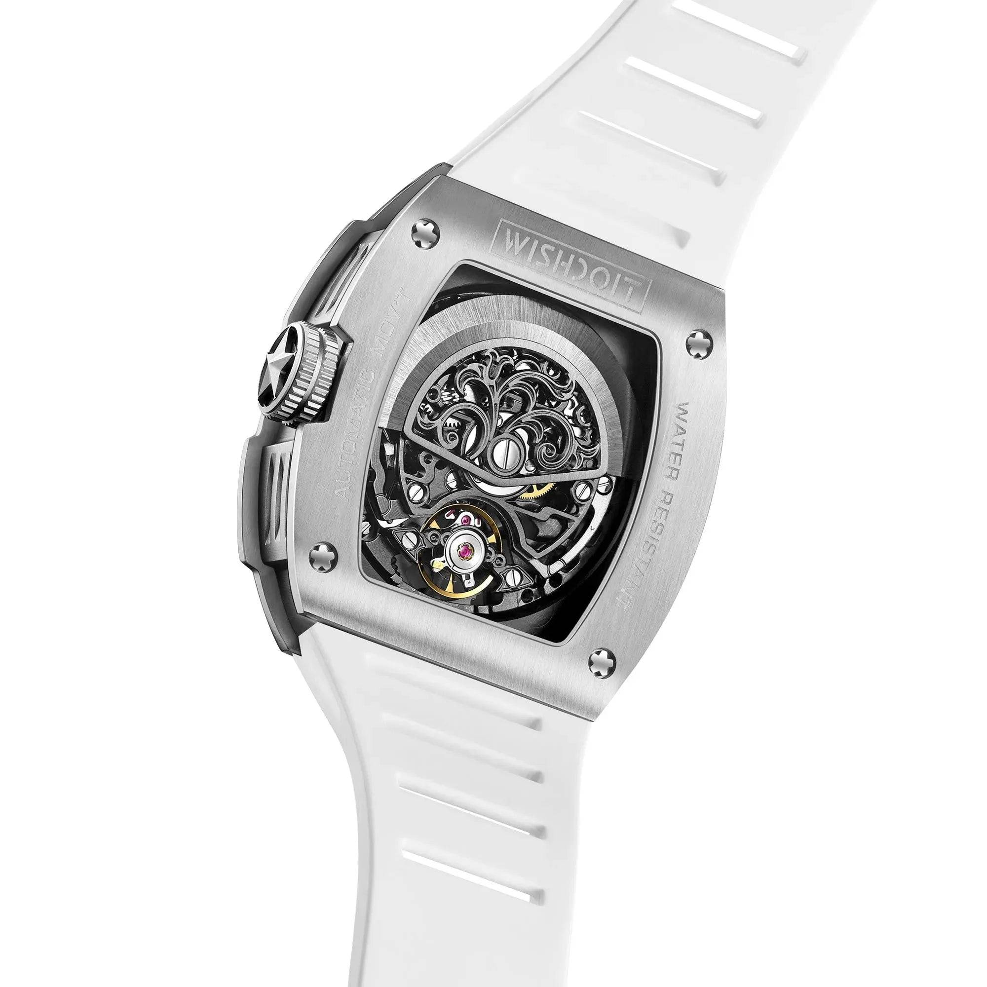 Snow Leopard-Silvery Watch (White Strap) Wishdoit Watches
