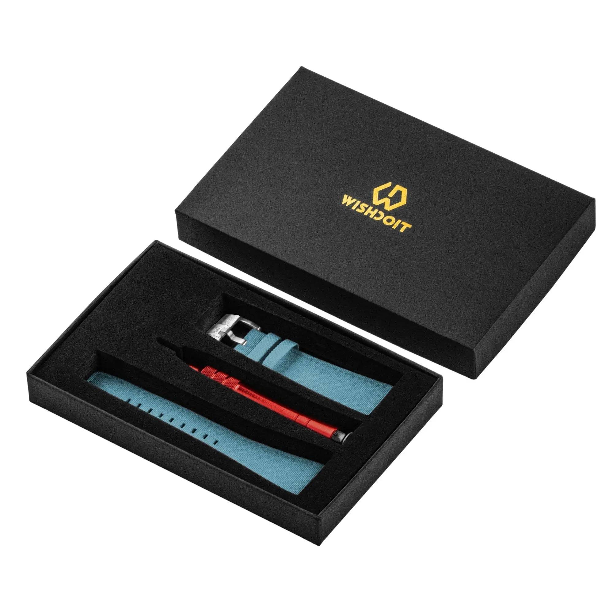 Nylon Leather Watch Strap | Light blue 21cm Wishdoit Watches