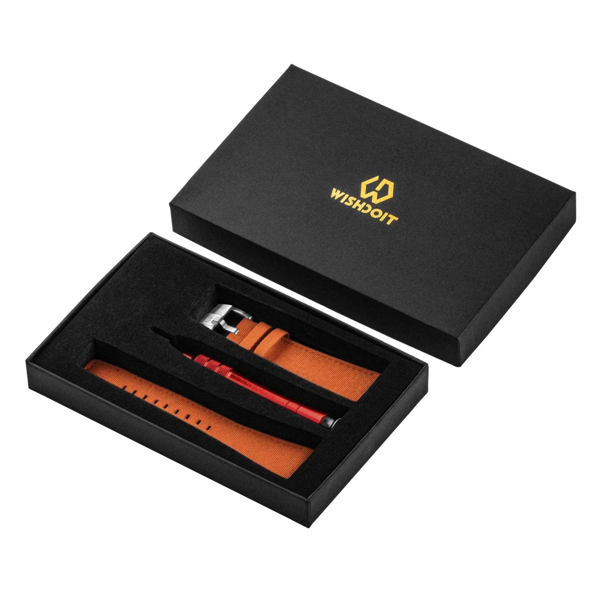 Nylon Leather Watch Strap | Orange 21cm Wishdoit Watches