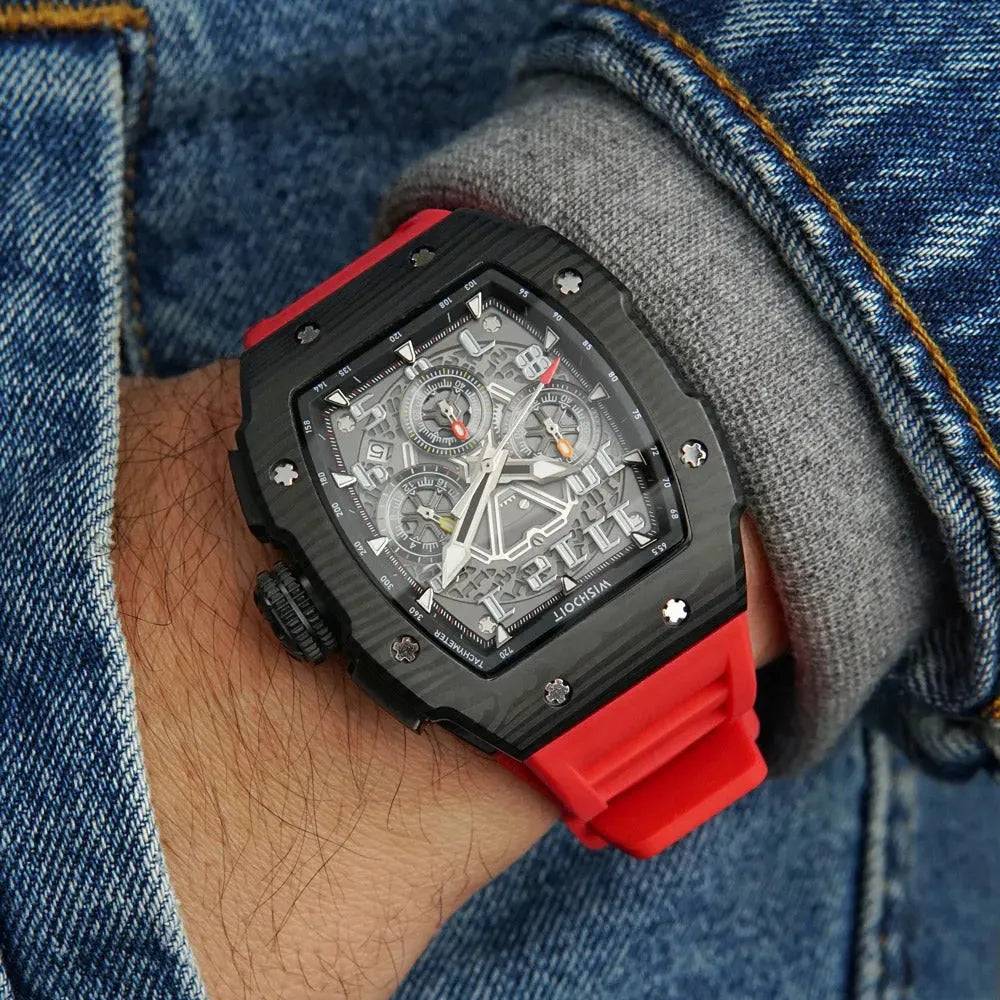 Racing | GT Chrono-Black Watch (Red Strap) Wishdoit Watches