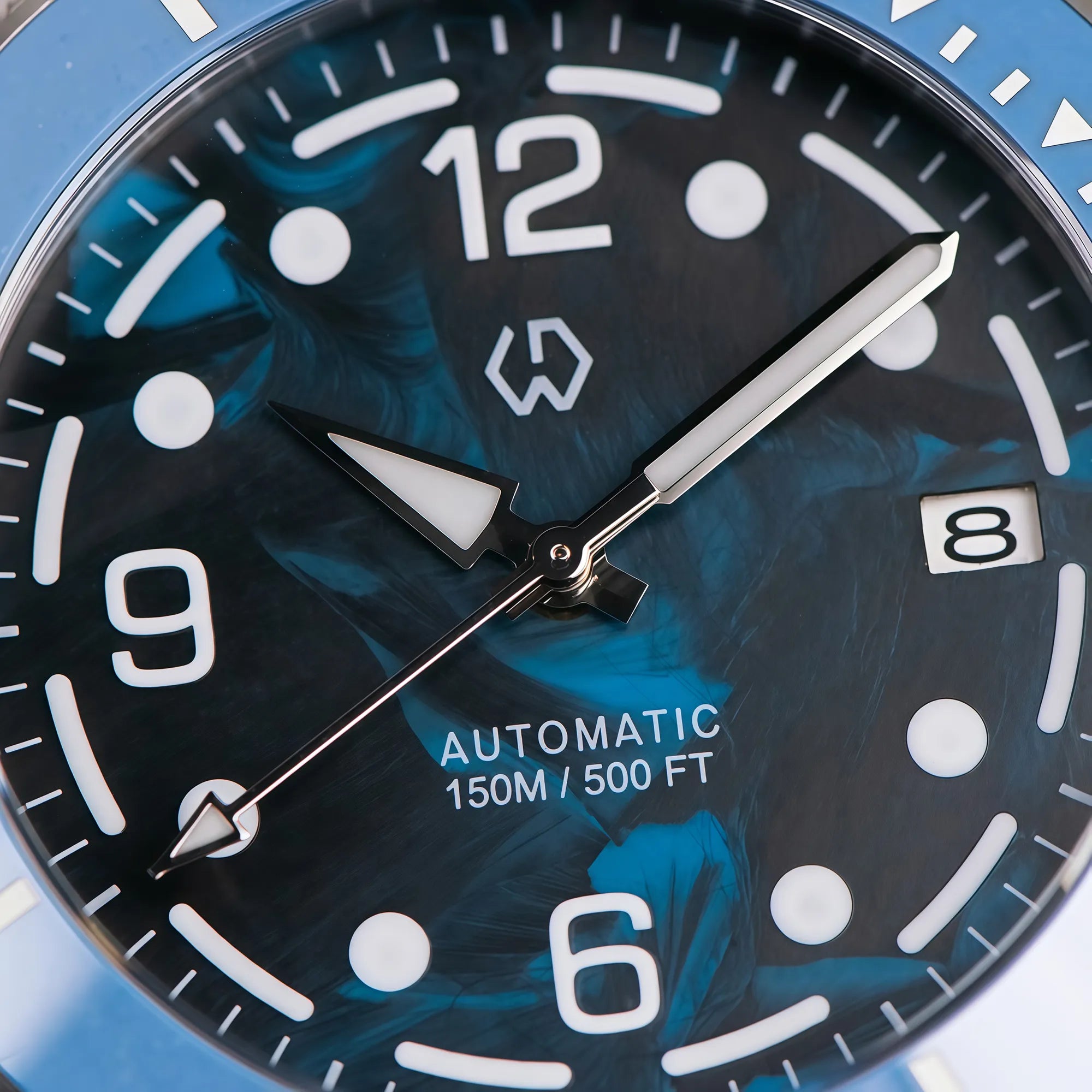 Wishdoit Watches Round Affordable AquaVolt Dive Automatic Bright Lume Mechanical Dive Watch|316L Stainless Steel|Blue Watch