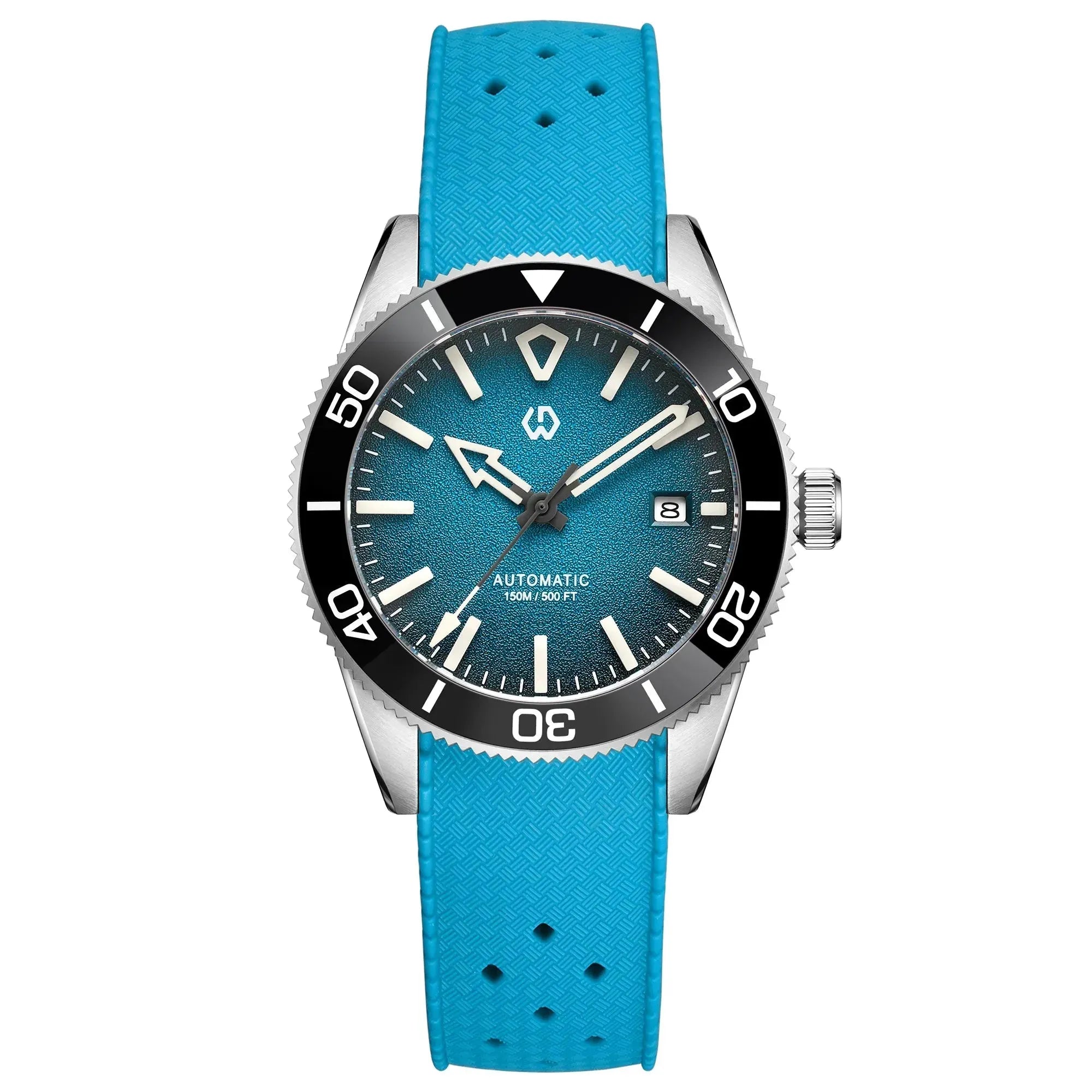 Aqua Storm Automatic Diver Watch with 3D Luminous Needle Ceramic Beze with Wishdoit FKM Dive Watch Strap,WSD9017:EA,