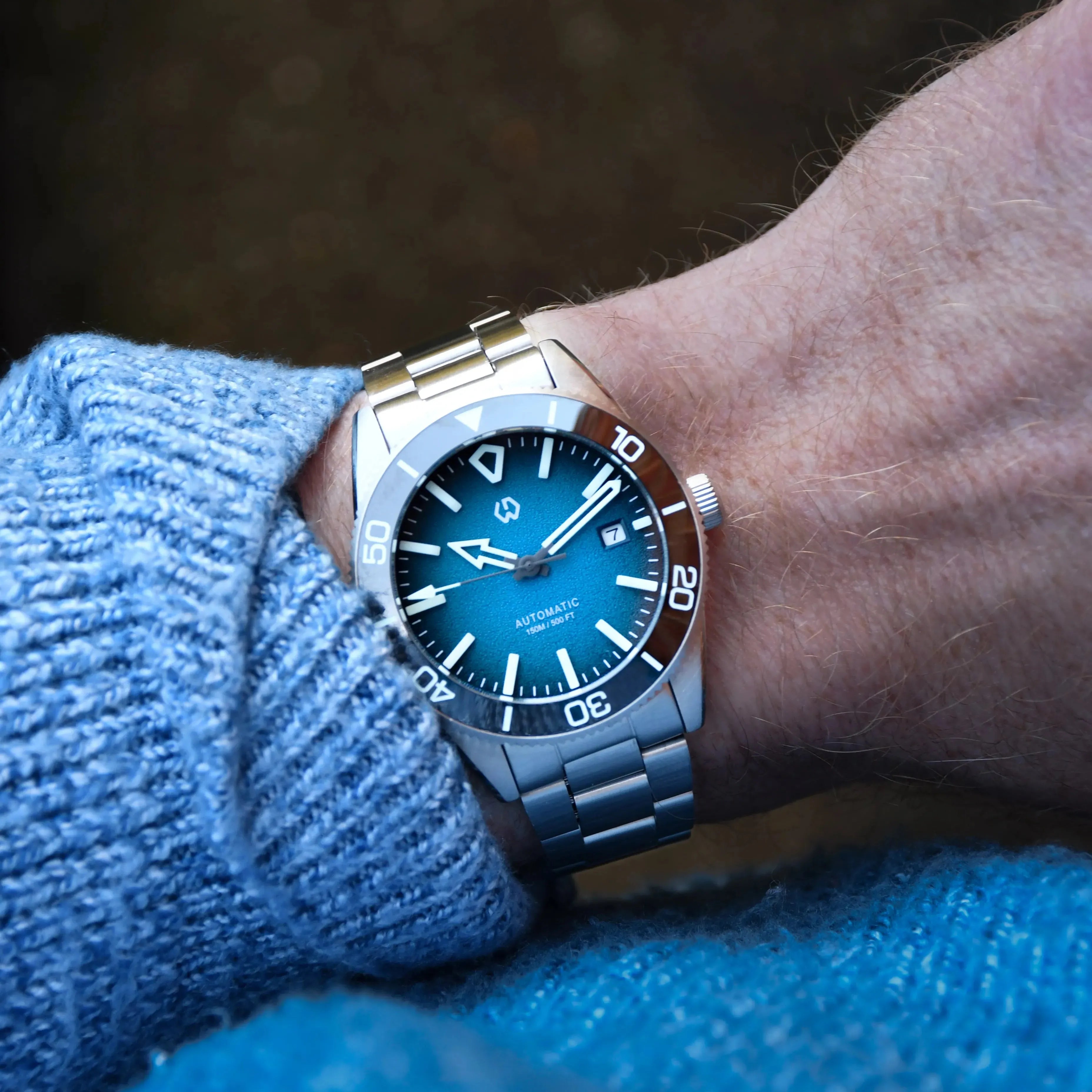 Aqua Storm Automatic Diver Watch with 3D Luminous Needle Ceramic Bezel