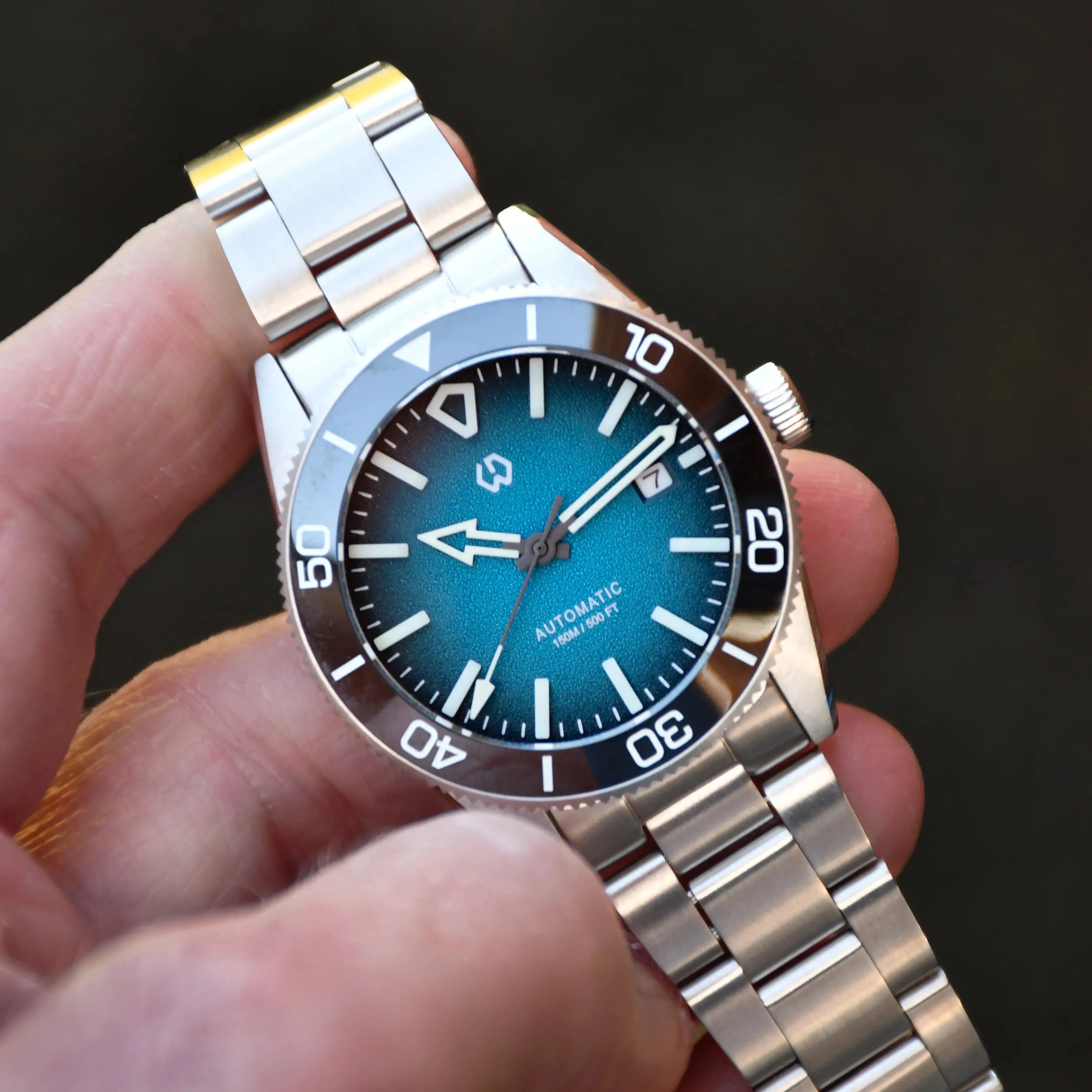 Aqua Storm Automatic Diver Watch with 3D Luminous Needle Ceramic Bezel