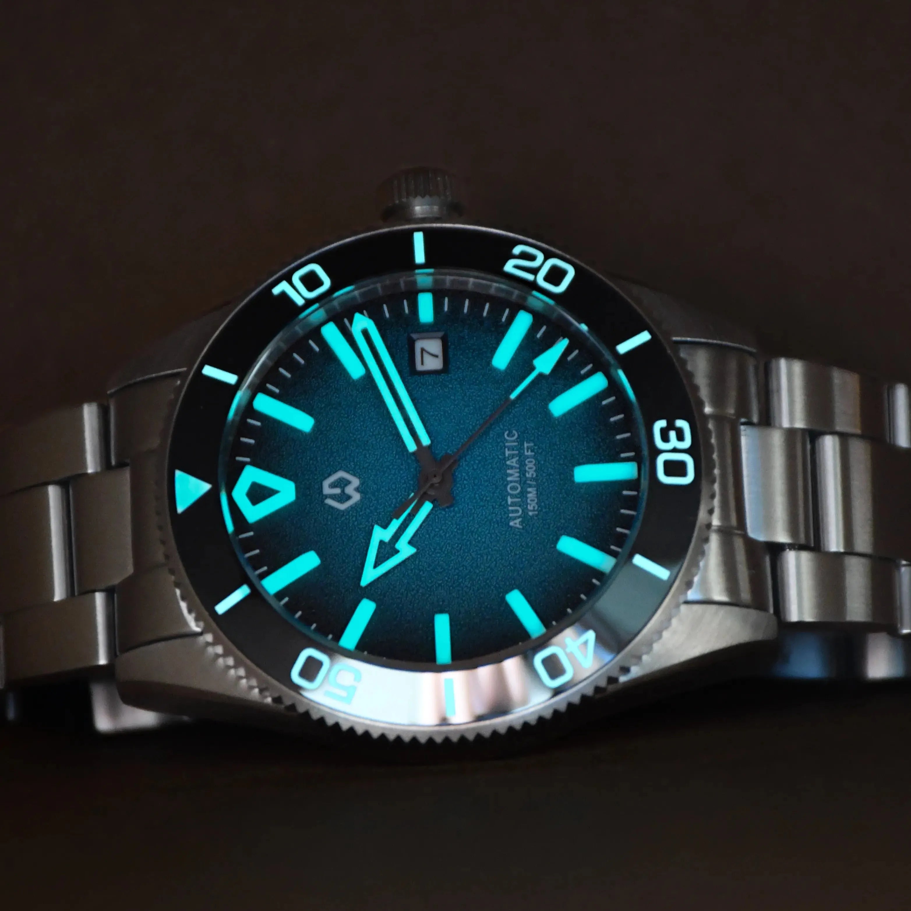 Aqua Storm Automatic Diver Watch with 3D Luminous Needle Ceramic Bezel
