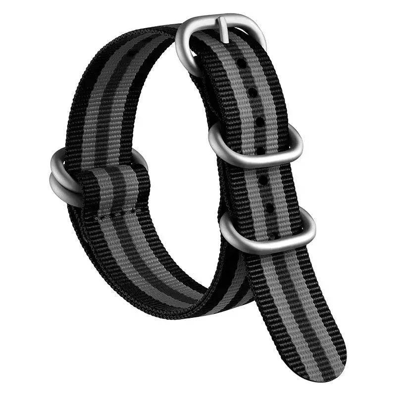22mm NATO Canvas Watch Strap | Black Grey Wishdoit Watches