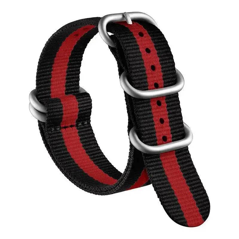 22mm NATO Canvas Watch Strap | Black Red Wishdoit Watches