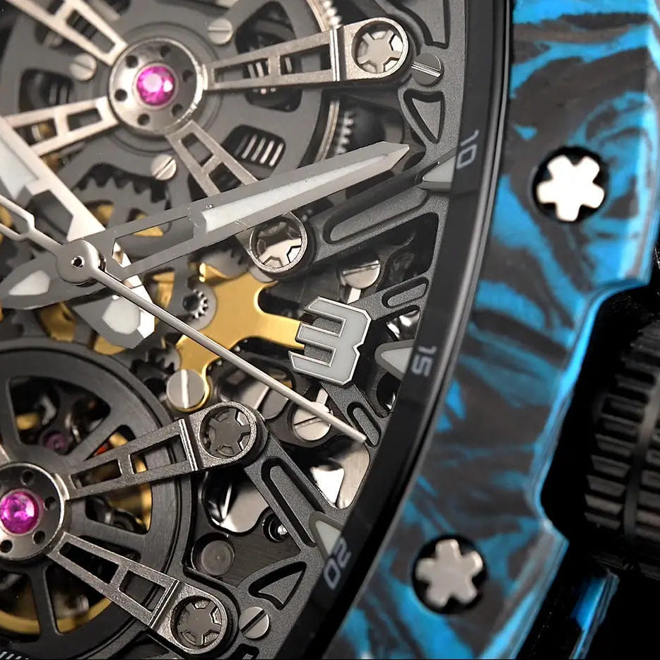 Captain Kidd Forged Carbon Lume Tonneau Skeleton Mechanical Watch