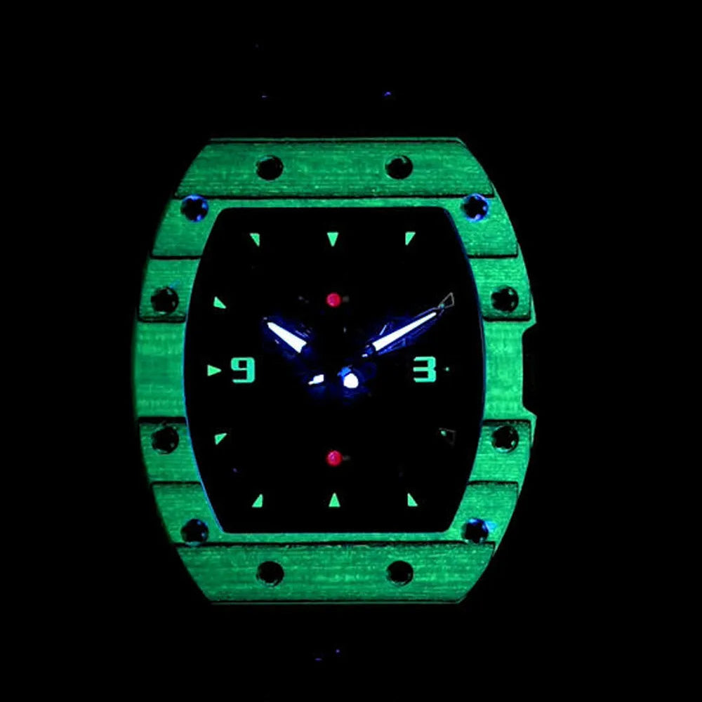 Captain Kidd Forged Carbon Lume Tonneau Skeleton Mechanical Watch