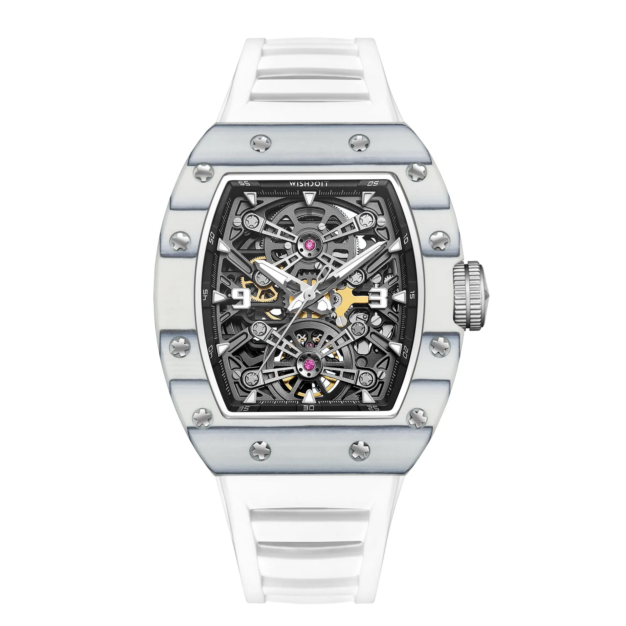 Captain Kidd Forged Carbon Lume Tonneau Skeleton Mechanical Watch Arctic Lume