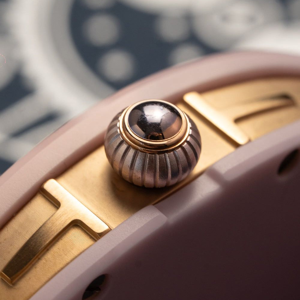 Wishdoit Watches Tonneau Affordable Best Women Chronograph l Shellstone Women's Ceramic Watches| Fluorine Rubber Watch Strap|(Pink Strap)