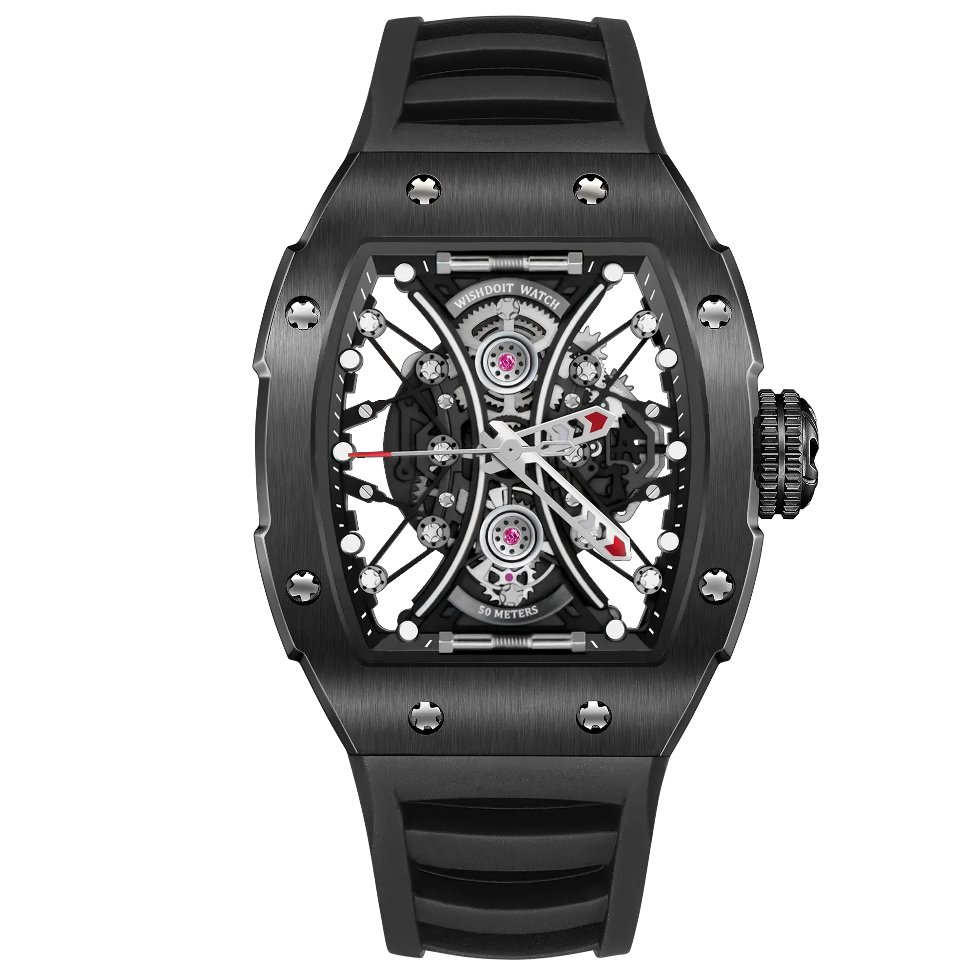 Hourglass Skeleton Quartz Watch Black Watch