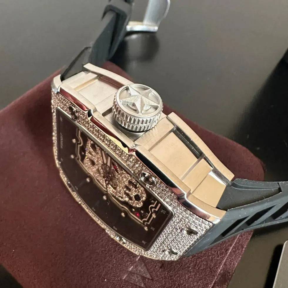 Wishdoit Watches Tonneau Luxury Automatic Mechanical Snow Leopard Watch | Fluorine Rubber Watch Strap| Silvery,WSD9975:EB,WSD9975:EB,WSD9975:EA,WSD9975:EC,WSD9975:ED,WSD9975:EE,WSD9975:EF,