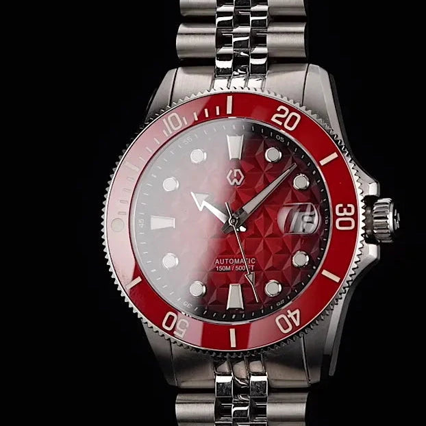 Discover the Nereus Facet automatic diver watch, inspired by underwater light. Featuring a geometric dial, 3D luminous, and 150M ATM with H.K PT5000 Movement,WSD9027:AC,