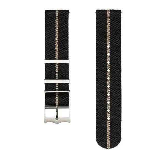 22mm Canvas Watch Strap Black Khaki