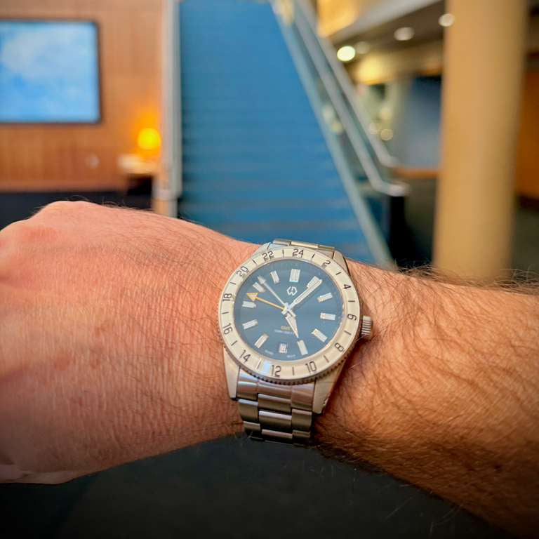 Wishdoit Watches Round Affordable Ocean Edge GMT Swiss RONDA movement Quartz Diver Watch|316L Stainless Steel|All black Dive