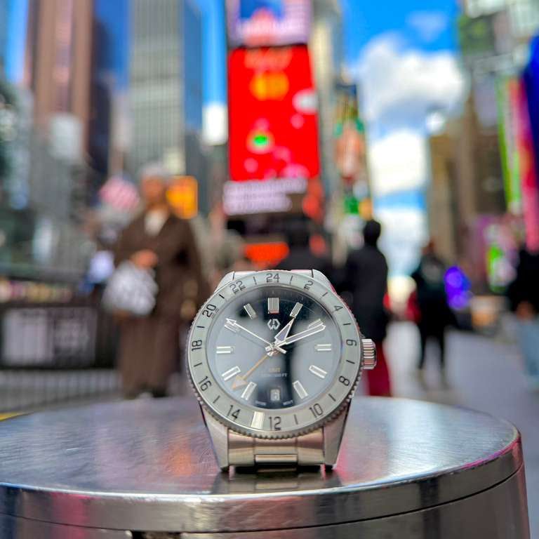 Wishdoit Watches Round Affordable Ocean Edge GMT Swiss RONDA movement Quartz Diver Watch|316L Stainless Steel|All black Dive