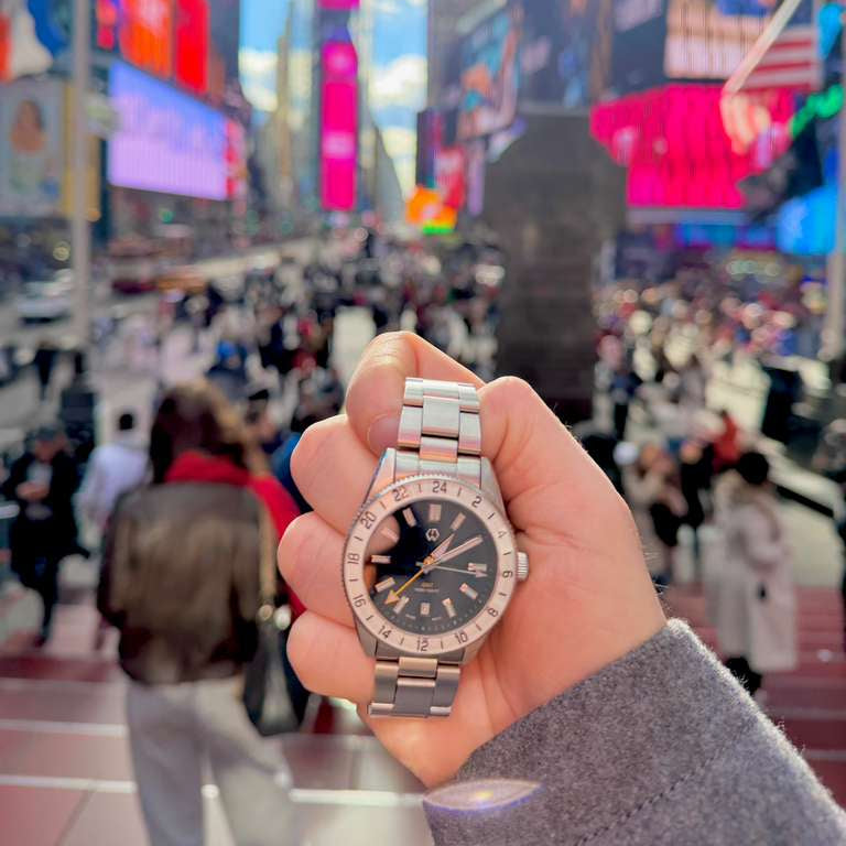 Wishdoit Watches Round Affordable Ocean Edge GMT Swiss RONDA movement Quartz Diver Watch|316L Stainless Steel|All black Dive