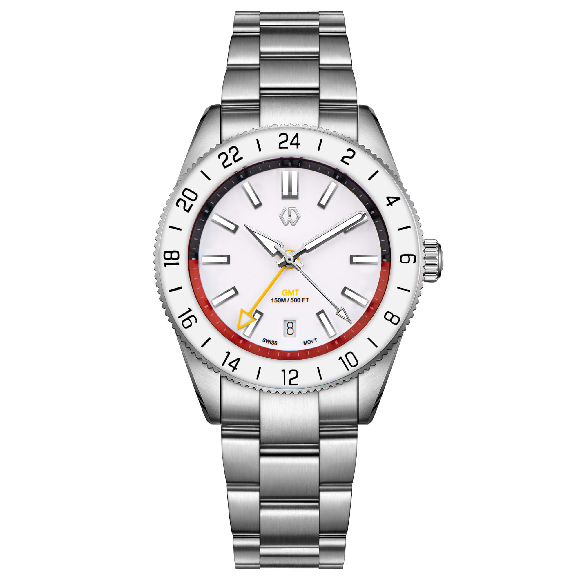 Wishdoit Watches Round Affordable Ocean Edge GMT Swiss RONDA movement Quartz Diver Watch|316L Stainless Steel|Red Dive