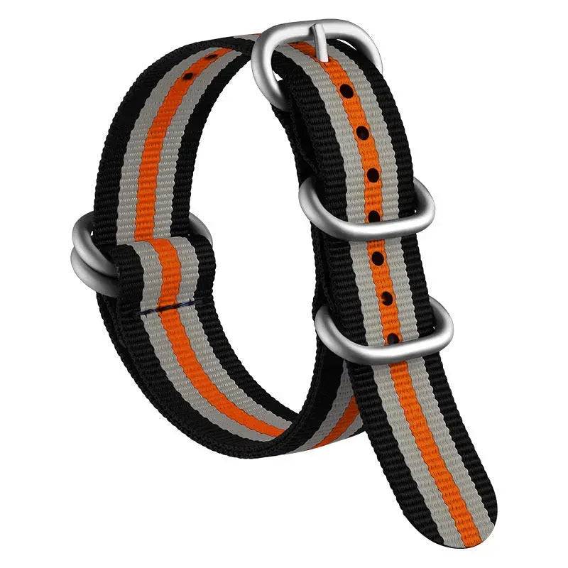 22mm NATO Canvas Watch Strap | Orange Grey Wishdoit Watches