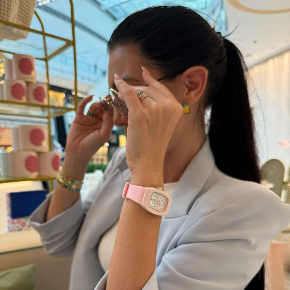 Wishdoit Watches Tonneau Affordable Best Women Chronograph l Peacock Plume Women's Watch| Fluorine Rubber Watch Strap lPink (Pink Strap)