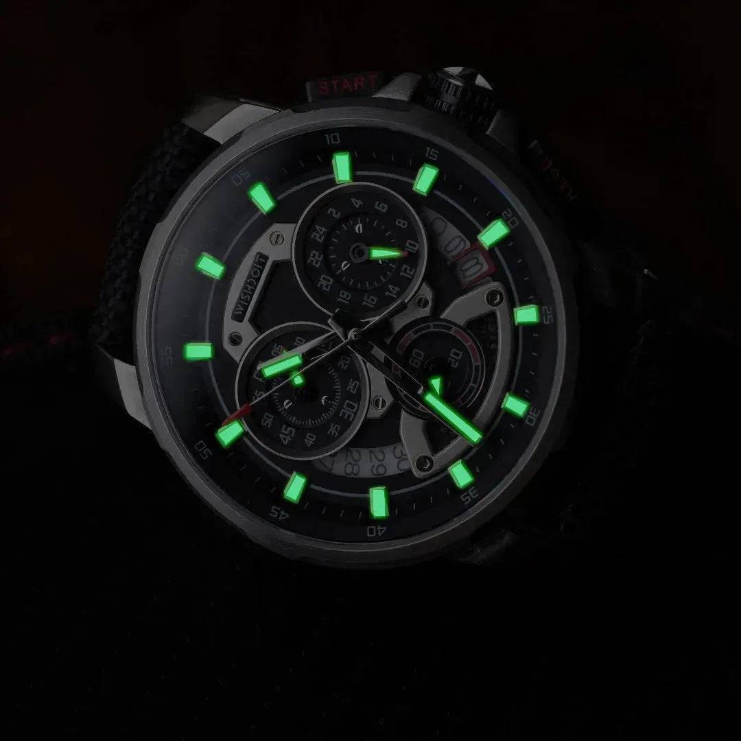 Racing | GT40 Chrono-Silvery Watch (White Strap) Wishdoit Watches,WSD9943:BA,WSD9943:BB,WSD9943:BC,WSD9943:BD,