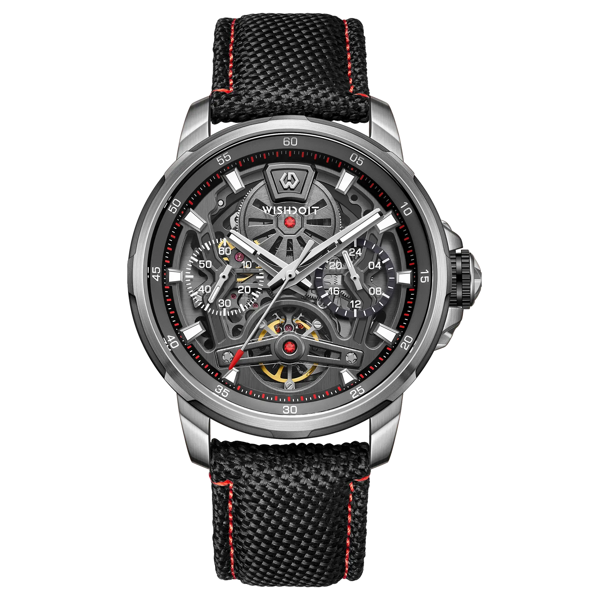 Wishdoit Watches Round Luxury Automatic Mechanical Aristos Sapphire Watch | Nylon Genuine Leather Watch Strap| Silvery