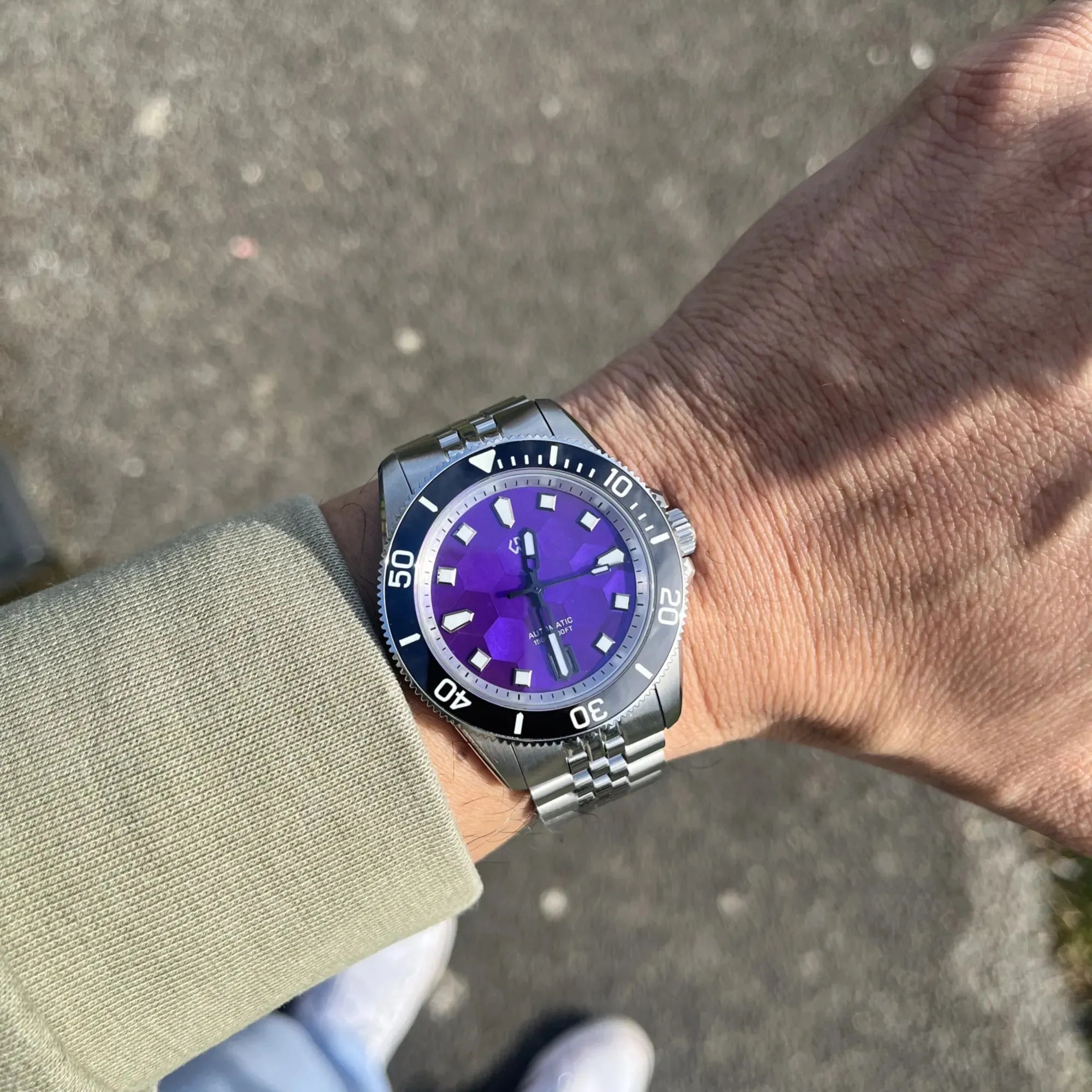 Wishdoit Watches Round Affordable Triton Prism Automatic Diver Iridescent Ocean Edition Mechanical Dive Watch|316L Stainless Steel|Twilight Violet