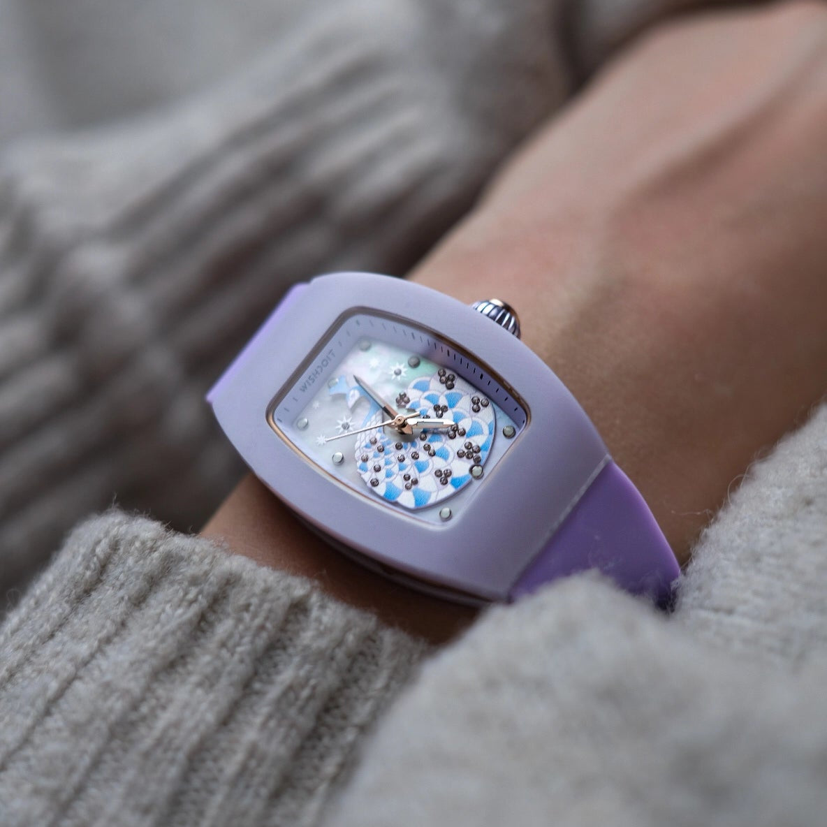 Wishdoit Watches Tonneau Affordable Best Women Chronograph l Peacock Plume Women's Watch| Fluorine Rubber Watch Strap lPurple (Purple Strap)