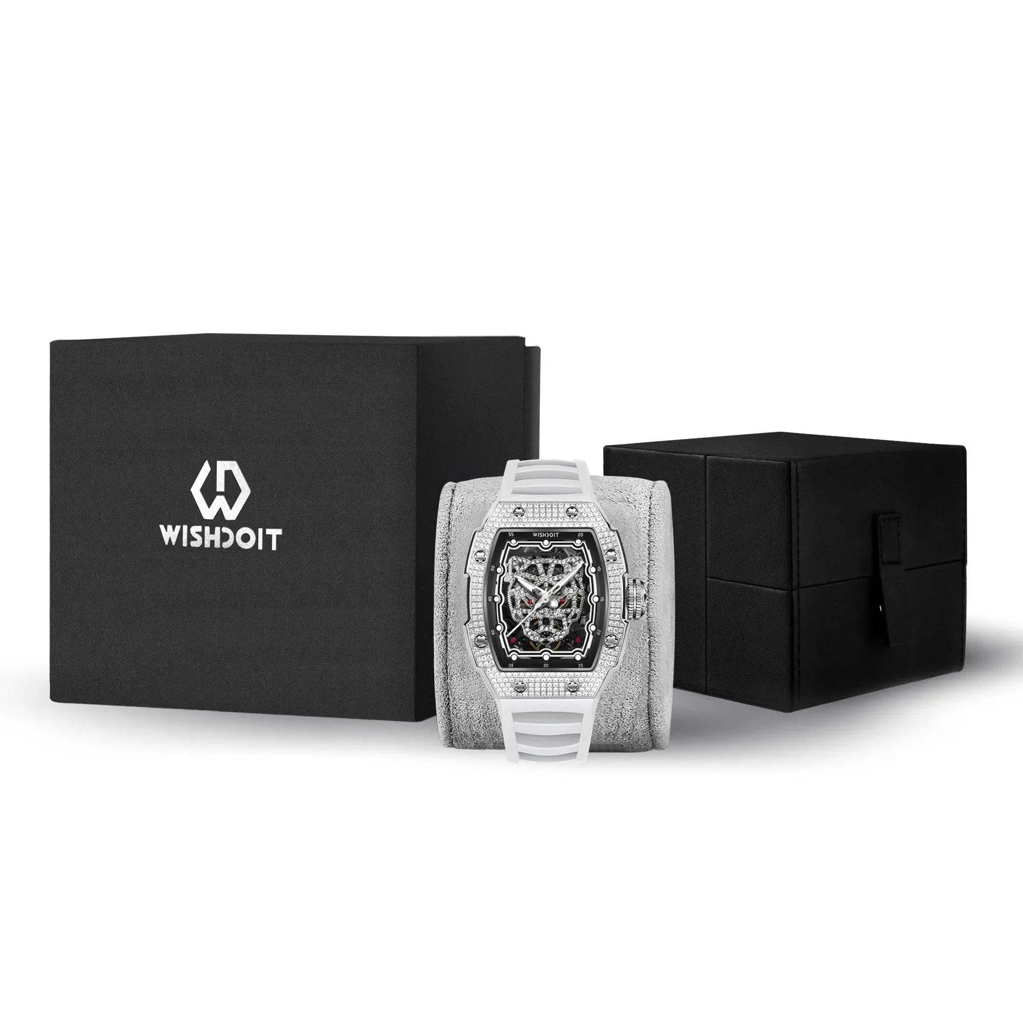 Snow Leopard-Silvery Watch (White Strap) Wishdoit Watches
