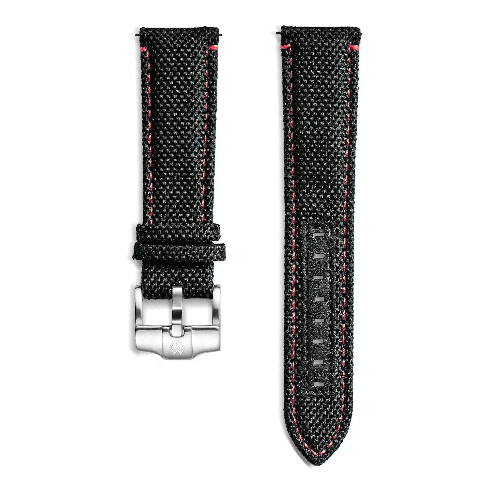 22mm Nylon Leather Watch Strap | Black Wishdoit Watches