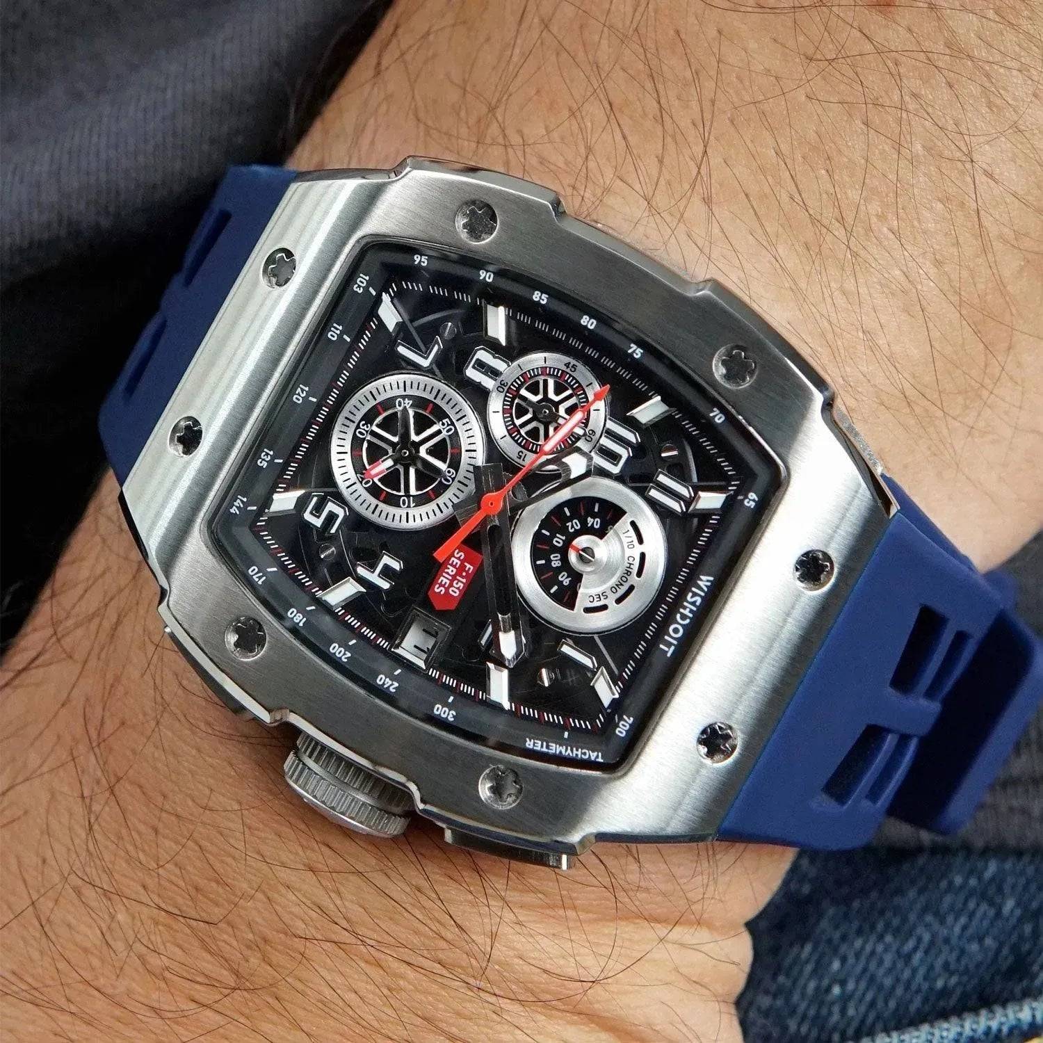 Racing | F-150 Chrono-Silvery Watch (Blue Strap) Wishdoit Watches
