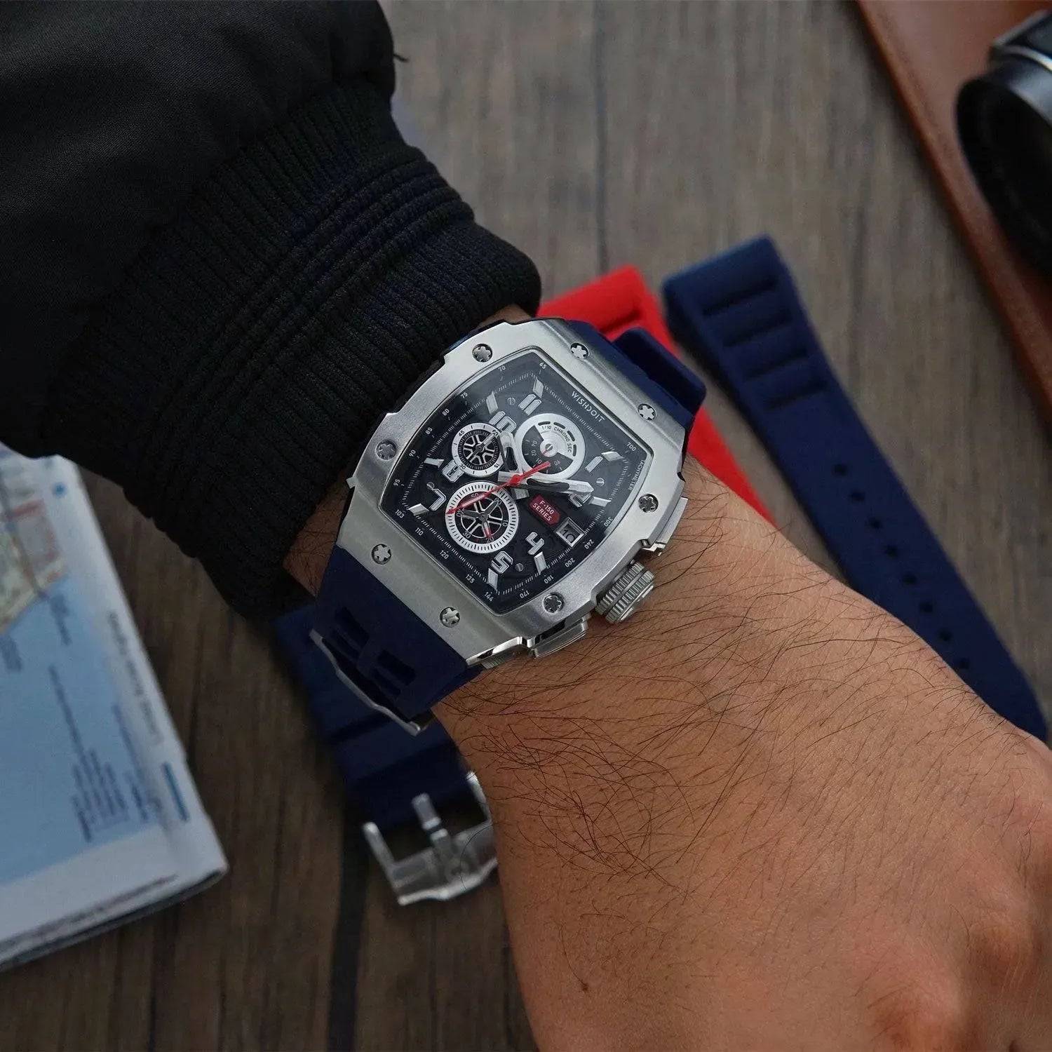 Racing | F-150 Chrono-Silvery Watch (Blue Strap) Wishdoit Watches