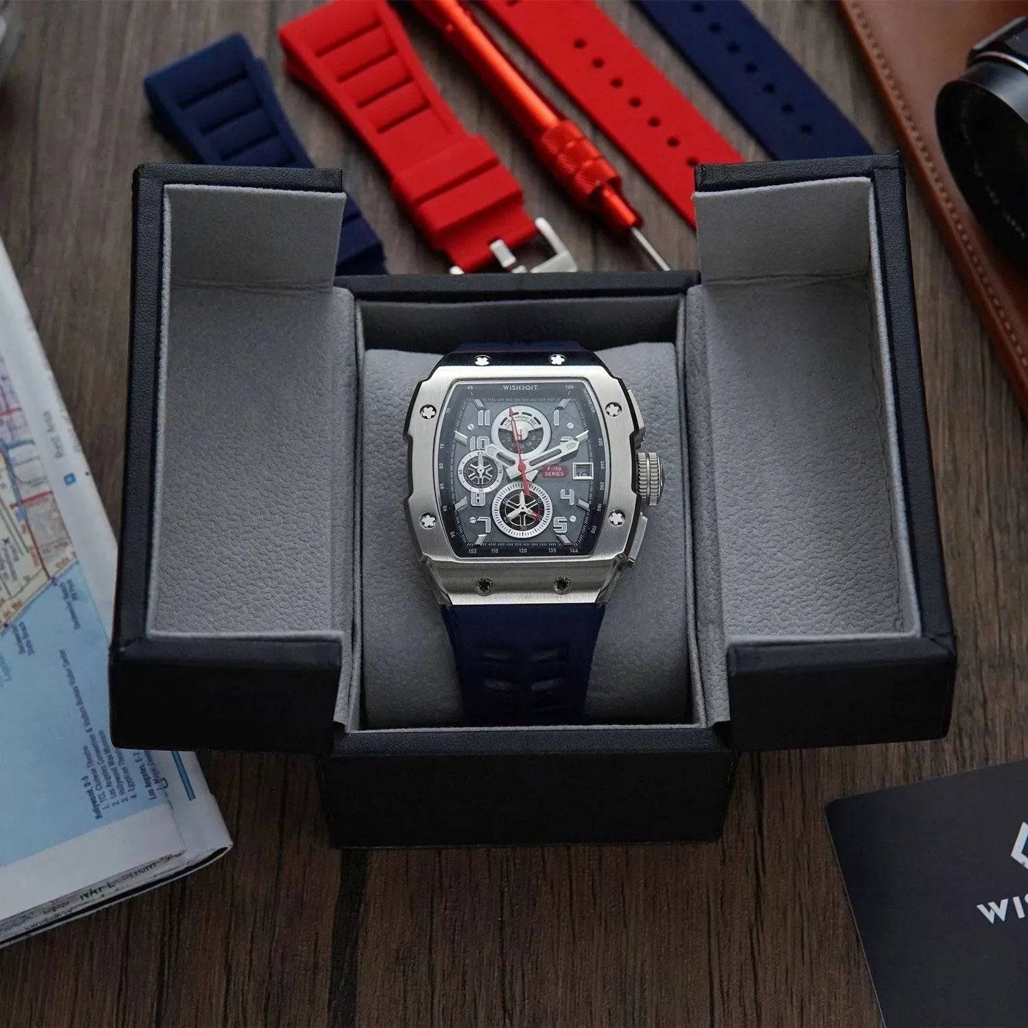 Racing | F-150 Chrono-Silvery Watch (Blue Strap) Wishdoit Watches