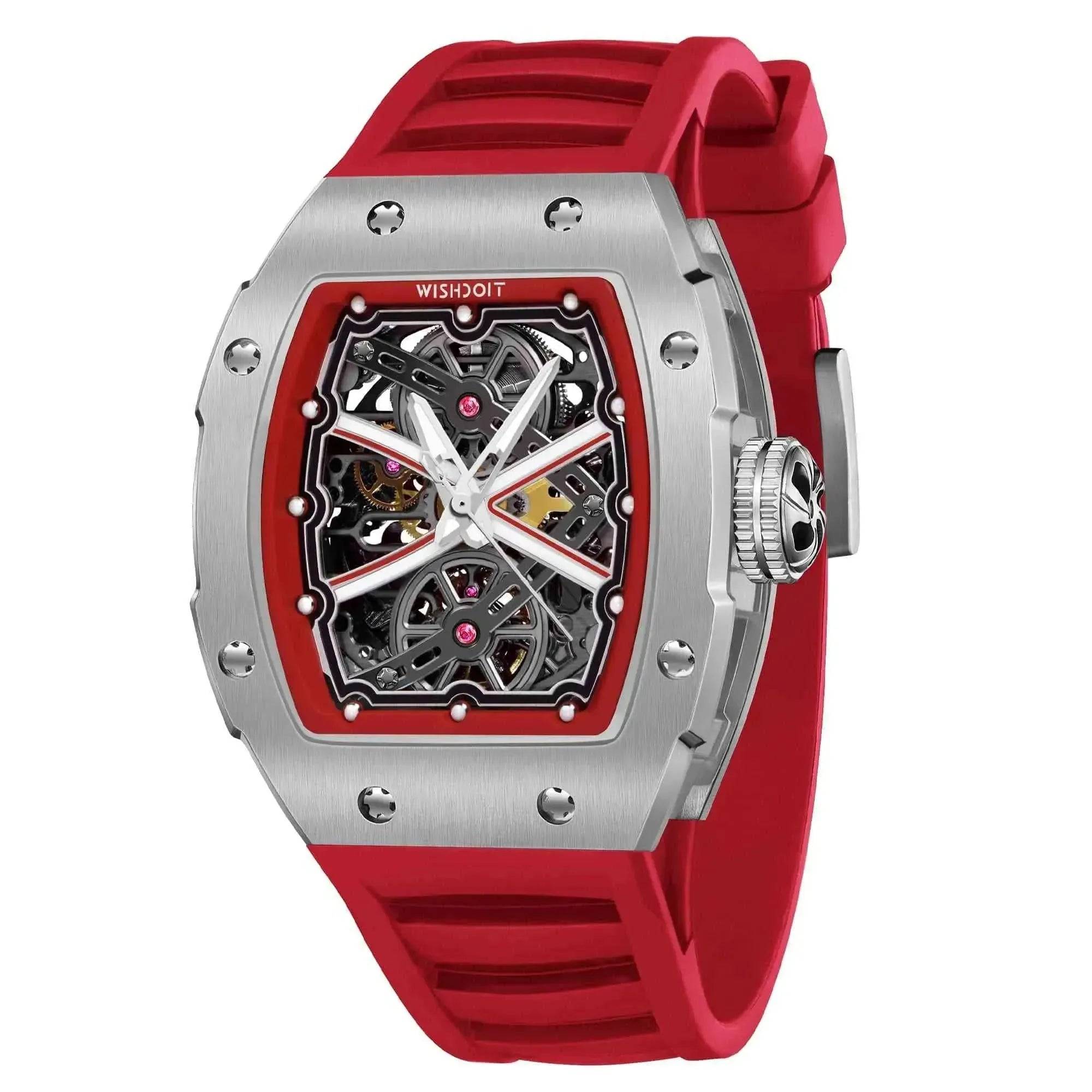 The Runway - Silvery Watch (Red Strap) Wishdoit Watches