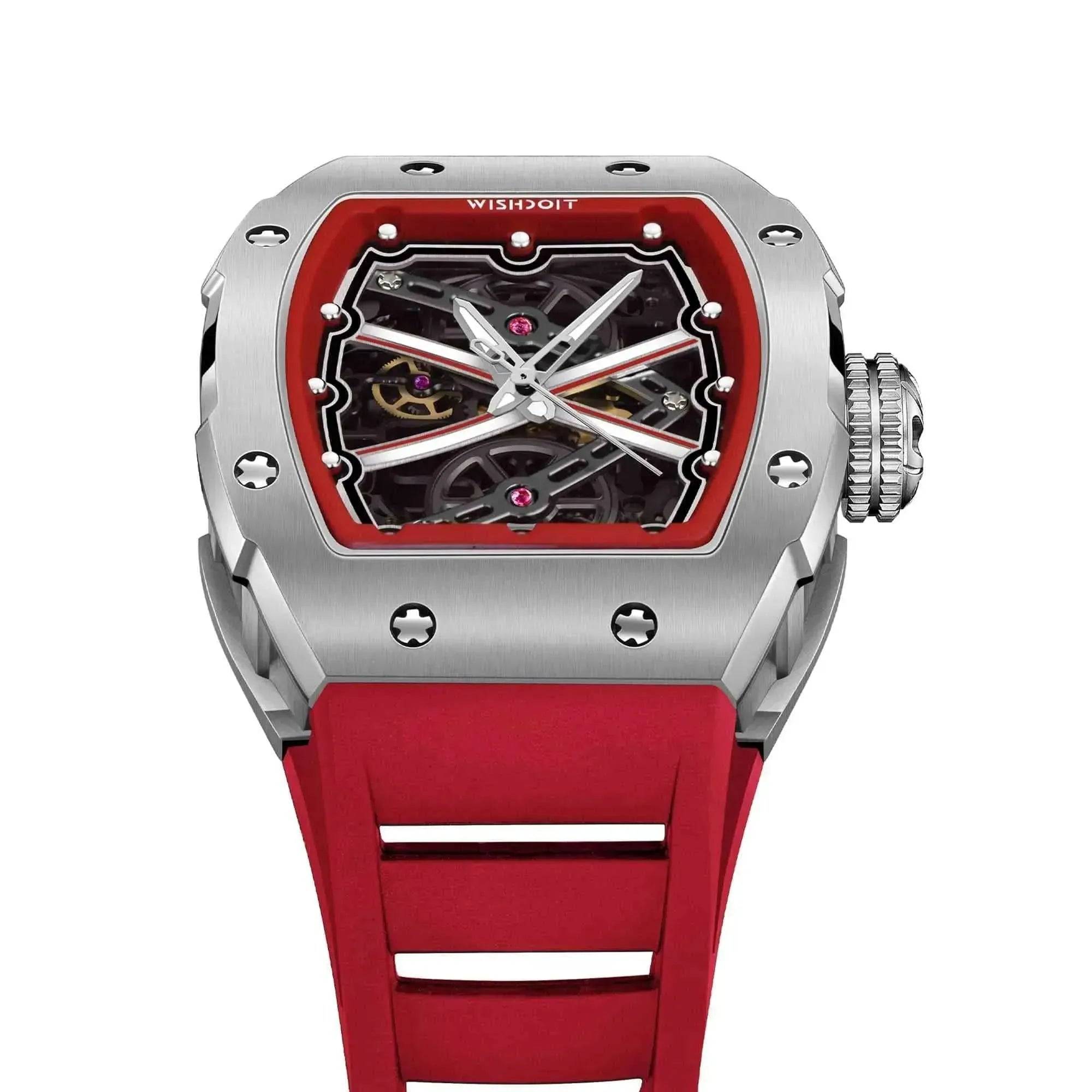 The Runway - Silvery Watch (Red Strap) Wishdoit Watches