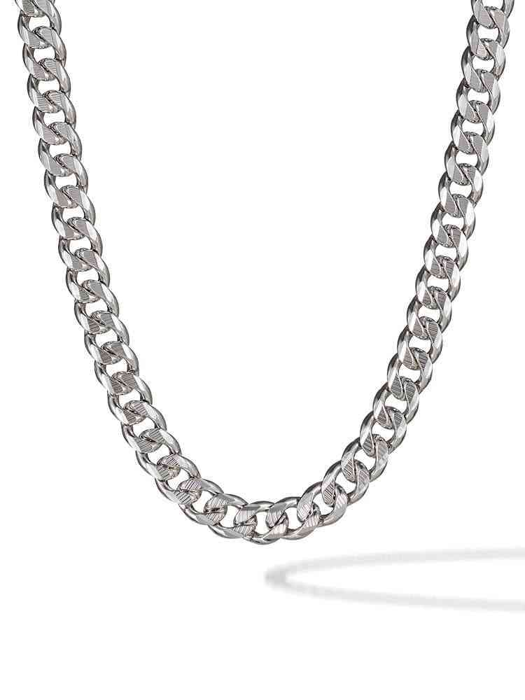 Silver 4mm Curb Chain Necklace For Women or Men