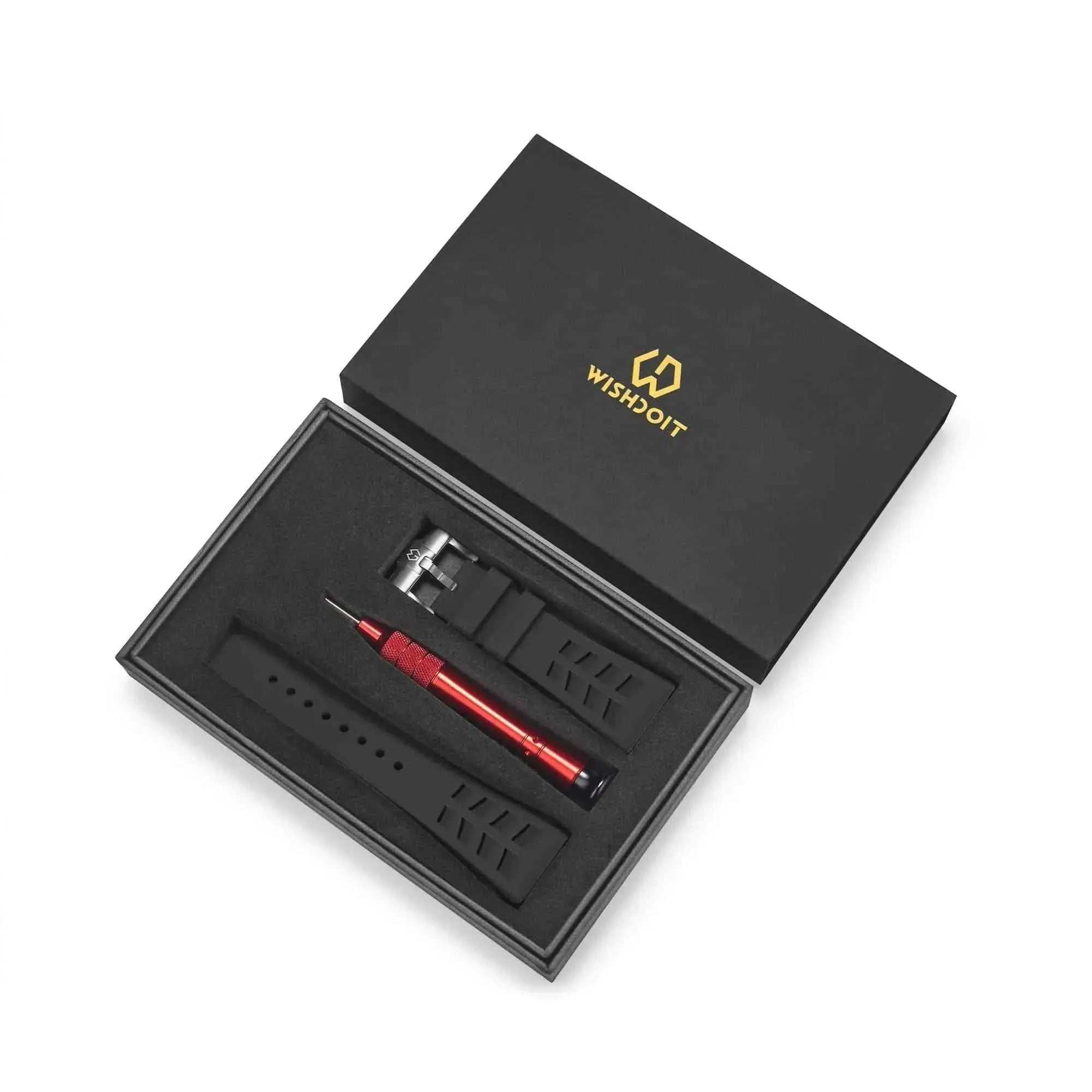 Fluoro Rubber Watch Strap | Black 22.5cm Wishdoit Watches