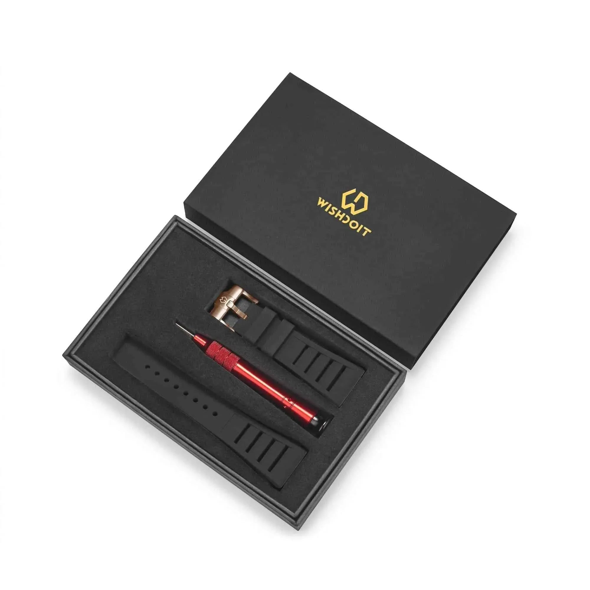 Fluoro Rubber Watch Strap | Black With Gold Buckle 21cm Wishdoit Watches