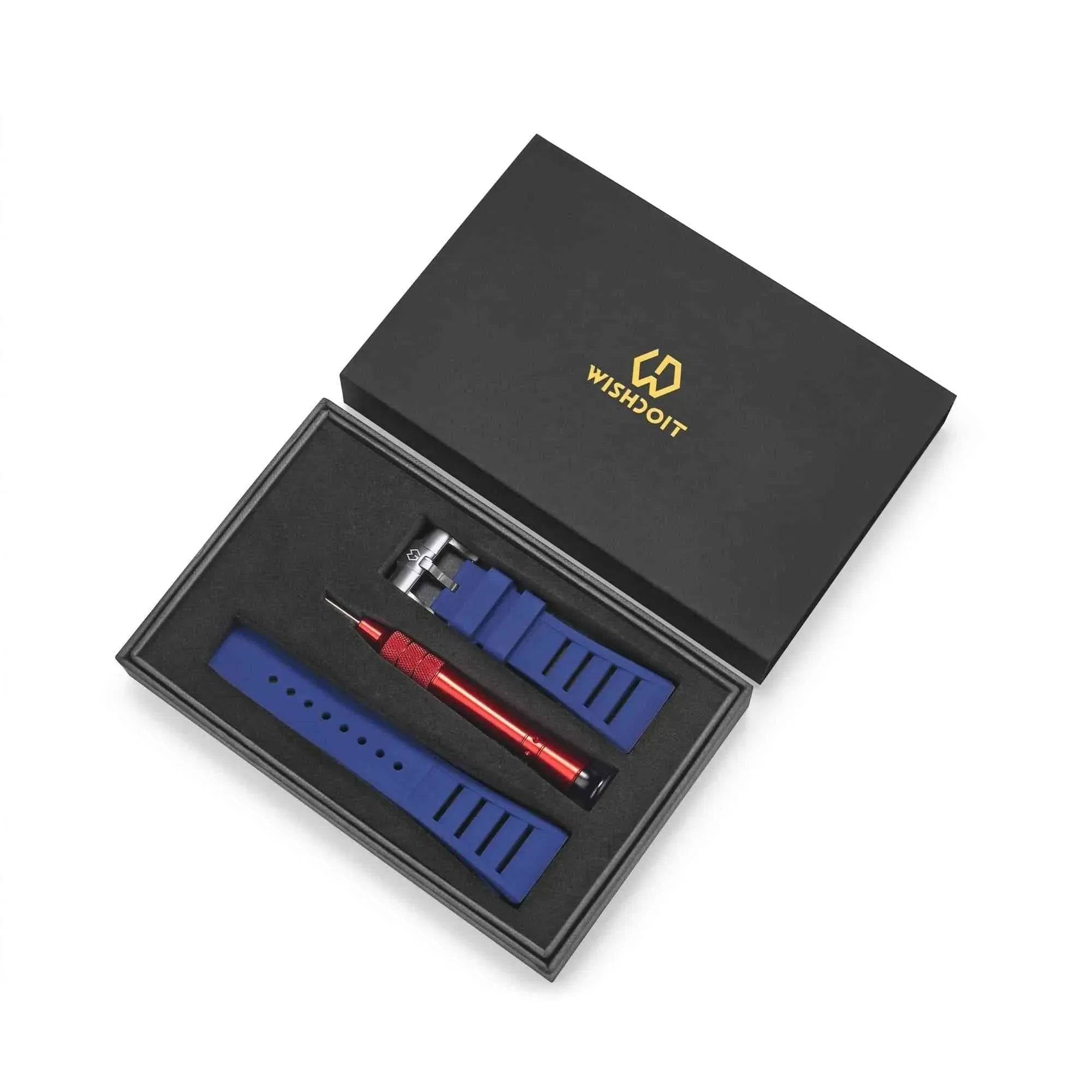 Fluoro Rubber Watch Strap | Blue 21cm Wishdoit Watches